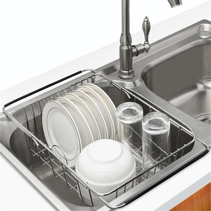 Stainless Steel Sink Drain <b>Rack</b> Double Tier Modern Kitchen Towel Use Waterproof Retractable Drain Basket - Product Image 4
