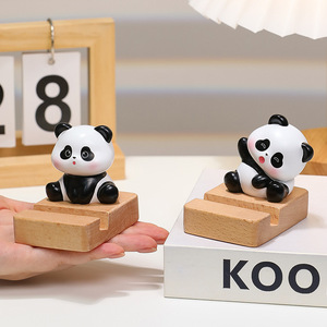 Cute Cartoon Panda Phone <b>Stand</b> Resin Desk Ornament Anti Slip Compact Design Office <b>Desktop</b> Decoration Single Piece Package - Product Image 3