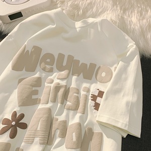 Servicio <span class=keywords><strong>OEM</strong></span> 100% algodón Rib Neck Puff estampado camisetas ropa hombres camisetas para hombres - Product Image 2