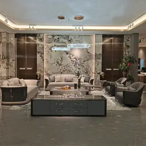 Italian leather modern furniture sofa set Villa luxury sectional couch sofa set furniture living room
