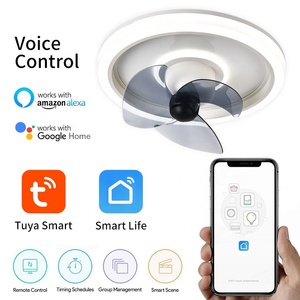 พัดลมติดเพดานแบบไร้ใบพัดหมุนได้360 ° พร้อมโคมไฟพัดลมเบาควบคุมด้วยแอพ Tuya Alexa ผ่านกูเกิ้ล - Product Image 4