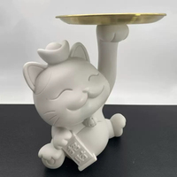 Vente flash Figurine d'ours violent DIY Ours blanc en résine Artisanat Ours fluide avec plateau pour décoration de maison de poupée