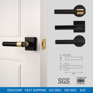 Juego de Manijas de Puerta de Latón H59, Manijas Interiores con Roseta de 55mm/65mm, OEM ODM, Color y Logotipo Personalizados, Venta al Por Mayor de Fábrica, MOQ <span class=keywords><strong>50</strong></span> - Product Image 1