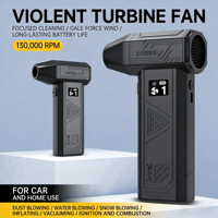 Souffleur d'air turbo 130000 tr/min et nettoyeur, moteur DC sans balais, batterie 8000 mAh, puissance 180 W, lumière LED, contrôle multi-vitesses, écologique