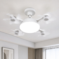 Ventilateur de plafond LED moderne avec lumière, télécommande, 6 vitesses, variateur d'intensité, faible bruit, montage encastré pour chambre à coucher et salon
