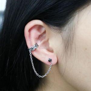 yunnique Stainless Steel Cross <b>Stud</b> <b>Earrings</b> With <b>Black</b> Diamonds For Men And Women Fashion Jewelry - Product Image 2