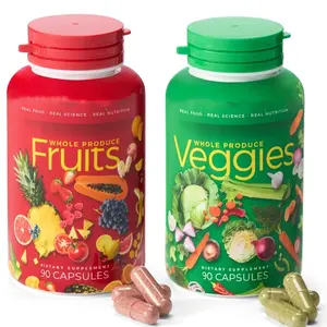 Cápsulas de frutas y verduras de etiqueta privada OEM, suplemento alimenticio con Superalimentos, frutas y verduras para mujeres, hombres y niños