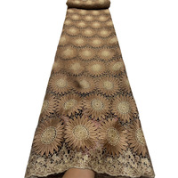 Tissu en dentelle de corde pure d'Osmanthus soluble dans l'eau, multicolore et luxueux, broderie africaine traditionnelle en strass, brillant et luxueux