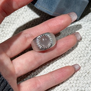 Anillo de Espuma de Agua de Plata Pura S925 con Estilo Vintage, Anillo de Diseño de Nicho Ovalado Ancho de Lujo Ligero, Anillo Cepillado - Product Image 5