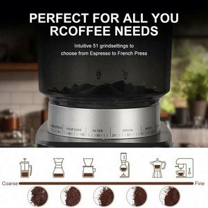 Molinillo de Café Cónico para Espresso con Temporizador Preciso, Molinillo Eléctrico con Pantalla Táctil Ajustable con 51 Ajustes - Product Image 3