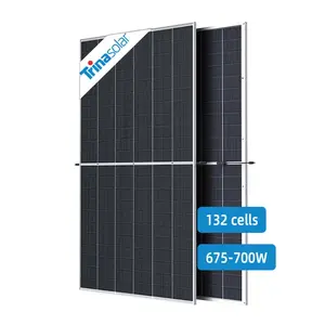 Painel de vidro Trina Solar 690w 2 caras Vertex N TSM-NEG21C.20 Bifacial 670W 675W 680W 685W 690W 695W 700W Painéis solares