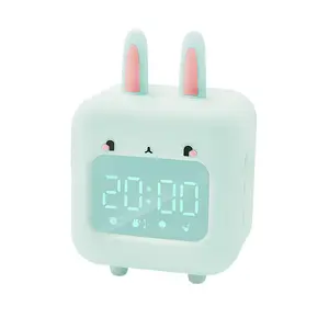 New cartoon smart rabbit children's alarm clock bedroom bedside led music alarm clock