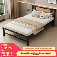 Lit simple minimaliste moderne à cadre en fer pour appartement, dortoir d'étudiant, maison d'hôtes - Lit adulte épaissi