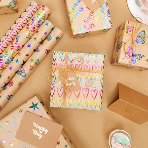 Wholesale High Quality Birthday Printed <b>Wrapping</b> <b>Paper</b> Coated Silicone Virgin Craftsmanship Colorful <b>Gold</b> Packaging - Product Image 4