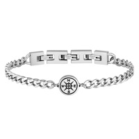 Bracelet en acier inoxydable pour homme, chaîne cubaine, breloque boussole, bracelet minimaliste, bijoux personnalisés gravés