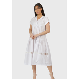 Vestido Capri de Algodón Midi con Inserciones de Encaje - Product Image 5