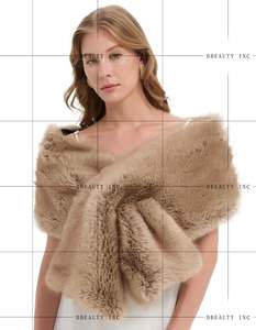 Women's Evening Party Cape Faux <b>Fur</b> Shawl Wraps Cloak Coat with Fox <b>Fur</b> <b>Scarf</b> Fake <b>Fur</b> for Girls - Product Image 4