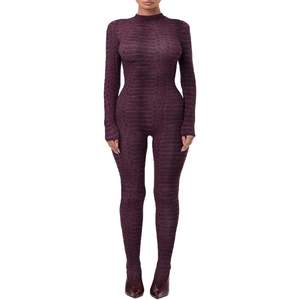 VOIKERDR Combinaison à manches longues pour femme, imprimé numérique, tricot sans couture, polyester, Lycra, tenue de soirée - Product Image 6