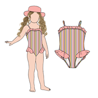 Little Glow Kid Grosir Pakaian Renang Anak Perempuan Model Ruffle Mewah untuk Musim Panas, Cocok untuk Berenang di Pantai