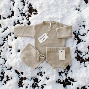 Ensemble de vêtements <span class=keywords><strong>en</strong></span> coton biologique pour nouveau-né, tricoté, pull épais pour bébé, vêtements <span class=keywords><strong>en</strong></span> trois pièces, vêtements <span class=keywords><strong>en</strong></span> tricot - Product Image 2