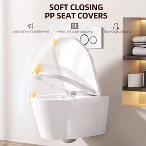 Modern Black Dual Flush Bathroom Wall Mounted One Piece Ceramic Toilet with Slow Closing Seat Cover - Product Image 3