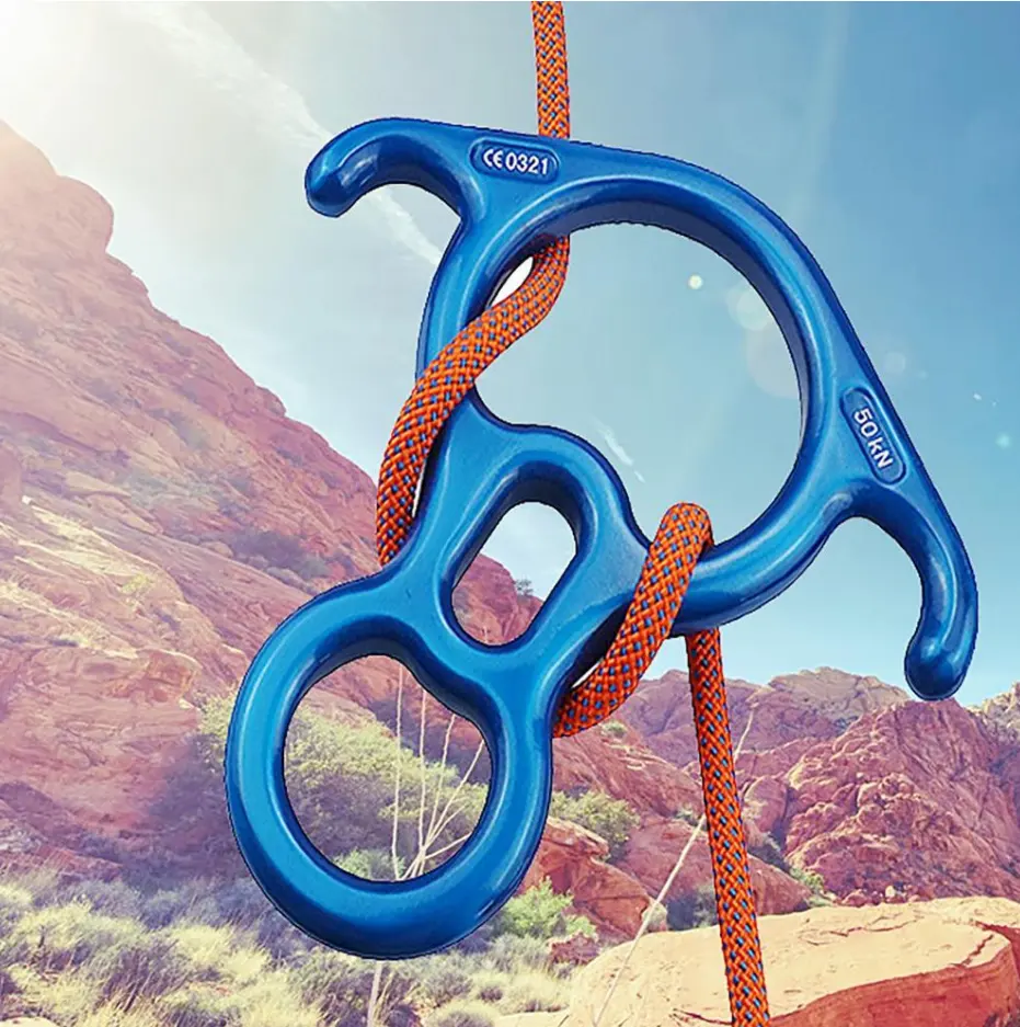 Top selling logo high quality rock climbing aluminum descender device for anchor