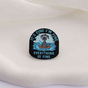 Épingle mignonne en métal peinte en forme de chiot avec placage nickel noir, en alliage de zinc, accessoire de vêtement amusant sur le thème des animaux de compagnie - Product Image 3