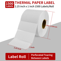 Rouleaux d'étiquettes thermiques personnalisés étanches de haute qualité de 2, 25 X1 pouces 57x25mm pour les petites entreprises