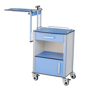 Mesa auxiliar médica ajustable en altura, de aluminio, para hospital, con ruedas. - Product Image 3