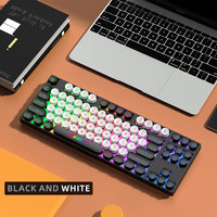 JERTECH DK600 Plastic ABS 80% Portable Laptop Keyboard Punk Retro RGB Gamer Keyboard Round Keycaps Computer USB Wired Keyboard
