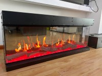 Cheminée électrique LCD holographique à 3 faces avec flamme réglable, insert en acier pour usage domestique et hôtelier, prix d'usine
