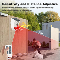 Détecteur de mouvement intelligent TYSH WiFi solaire extérieur PIR sans fil avec sirène stroboscopique sonore, alarme étanche IP65 à piles pour garage, maison, hôtel