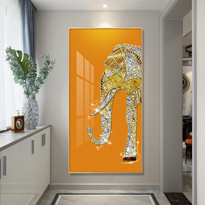 Lüks ev dekorasyon modern hayvan fil 5d resim posteri kristal porselen duvar sanatı akrilik cam boyama atlar - Product Image 3
