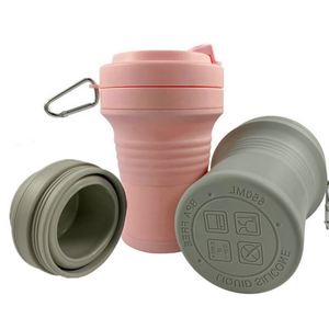 Custom Folding <b>Cup</b> 350ml 550 ML Collapsible Reusable Travel Water Bottle Foldable <b>Plastic</b> <b>Cup</b> Silicone Coffee Mug <b>Cups</b> with Lids - Product Image 6