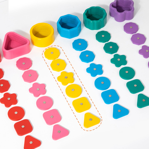 Jeu <span class=keywords><strong>Montessori</strong></span> en bois : tri des formes et pêche, jouet éducatif 2-en-1 pour tout-petits, jeu d'association couleurs et formes - Product Image 6