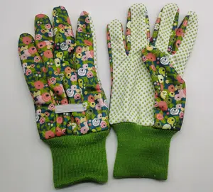JSMANA Customized logo polyester liner nitrile work garden gloves waterproof ladies floral nitrile coating garden gloves
