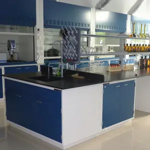 Meja Lab Laboratorium Modern, Bangku Kerja Pulau Lab Kualitas Tinggi dengan Stabilitas dan Antikarat, Tahan Korosi