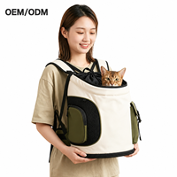 Sac à dos de transport élégant et respirant pour animaux de compagnie, grande capacité, en nylon imperméable, réglable, pour chats et petits chiens (portage frontal)