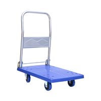 Chariot mobile à plate-forme en acier Chariot mobile d'entrepôt plat pliant Capacité de poids pliante Chariot à bagages Chariot à plat