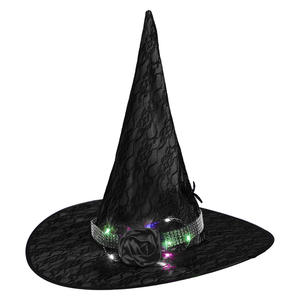 Accesorios de decoración para fiesta de Halloween, juego de rol, luces LED, sombrero de bruja de tela Oxford, suministros de ambiente de vacaciones, accesorios de maquillaje - Product Image 6