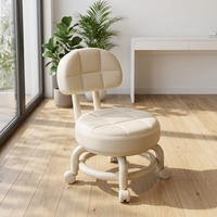 Tabouret portable avec dossier et roulettes omnidirectionnelles, design moderne et minimaliste, pour usage domestique, idéal pour changer de chaussures (patins à roulettes)