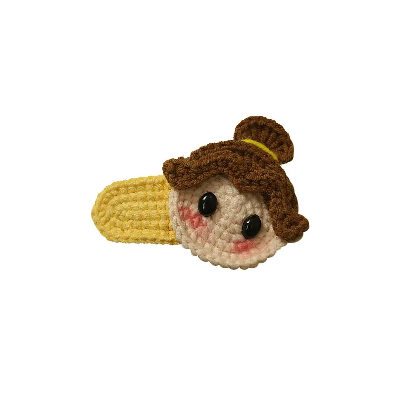 lovey handmade cartoon princess bobby pinsDIYknitting BB hair girls wool yarn Crochet clips for kids