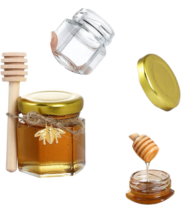 Vente en gros de 45ml mini pot de miel vide hexagonal pot de miel avec couvercle en or pour cadeaux de mariage confitures de miel gelée bonbons - Product Image 4