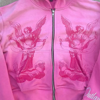 Nouvel ensemble sweat-shirt à capuche et chemise imprimée dégradé de couleurs roses, motif floral, style hip-hop rock décontracté américain, collection automne 2025