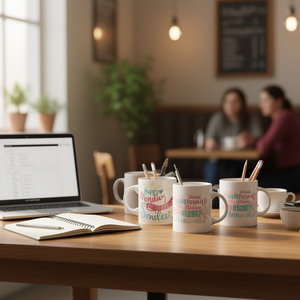 Tazza in ceramica bianca con manico per uso quotidiano - Product Image 3