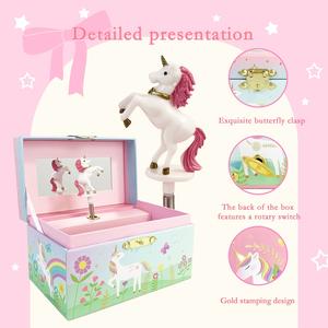 Yiyu OEM Boîte à musique licorne personnalisée avec ballerine rotative et miroir, cadeau de Saint-Valentin, articles en stock - Product Image 5