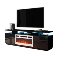 Mueble de madera para sala de estar, mueble moderno de lujo, mueble de Tv con chimenea y luces Led, color gris, MDF, nuevo diseño