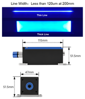 Module laser à ligne bleue à mise au point réglable, lentille Powell D47x51.5x115mm 450nm 1W 2W 3W 4W 12V 24V de qualité industrielle avec adaptateur