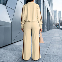 Ensemble de survêtement 2 pièces color block pour femme grande taille, veste courte zippée à col baseball et pantalon large à cordon de serrage, tenue d'automne