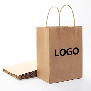 Wholesale Food Paper Bags With Your Own Logo Take Away Food Brown Kraft Paper Bag With Handle